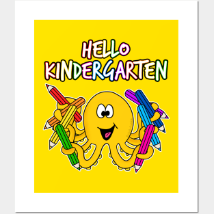 Hello Kindergarten Octopus, First Day Of School Posters and Art